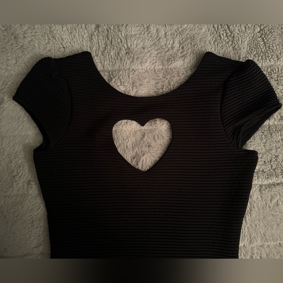 Cooperative (Urban Outfitters) black heart cutout ribbed mini bodycon dress - Picture 3 of 7